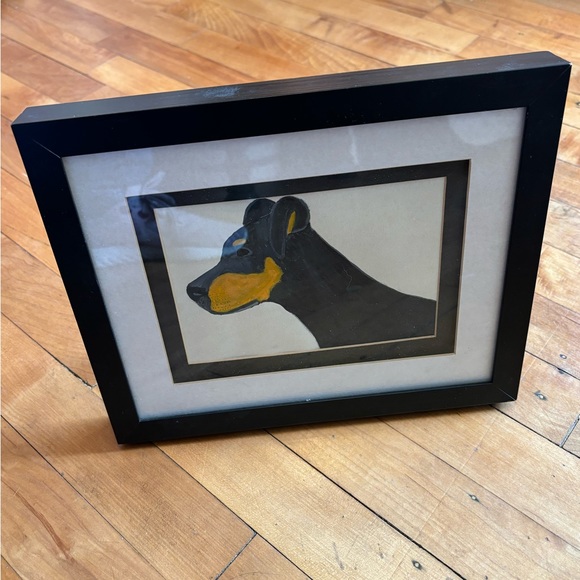 Hand painted Doberman pup framed picture. - Picture 2 of 8